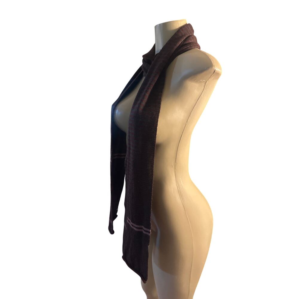 SmartWool Merino Wool Scarf Wrap Gray Red Stripe Winter Snow Ski - Picture 3 of 4